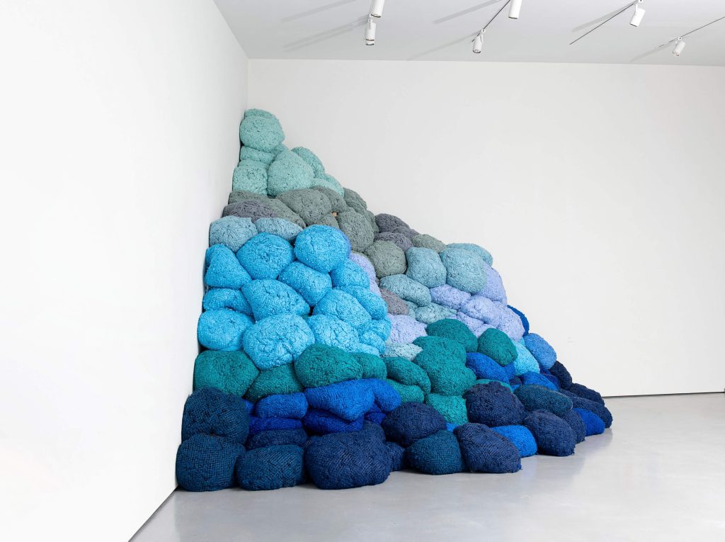 Installation view of SHEILA HICKS’s Nowhere to go 2022 at Off Grid, The Hepworth Wakefield, United Kingdom  
