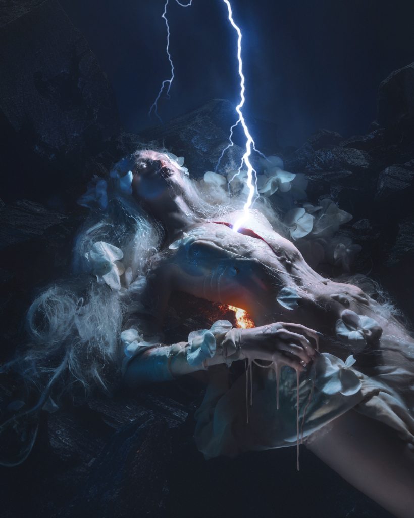 Rita-wolkotrub-phygital-artwork-lightning-woman-sleeping-beauty-futuristic-hube-interview