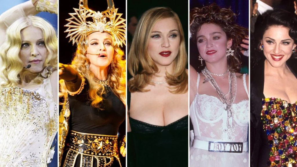 madonna-different-eras-iconic-outfits-looks-dresses-blonde