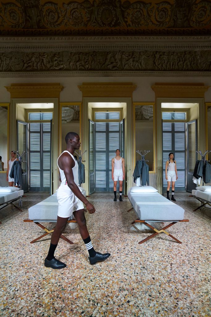 Thom Browne presents collaboration with Frette at Salone del Mobile