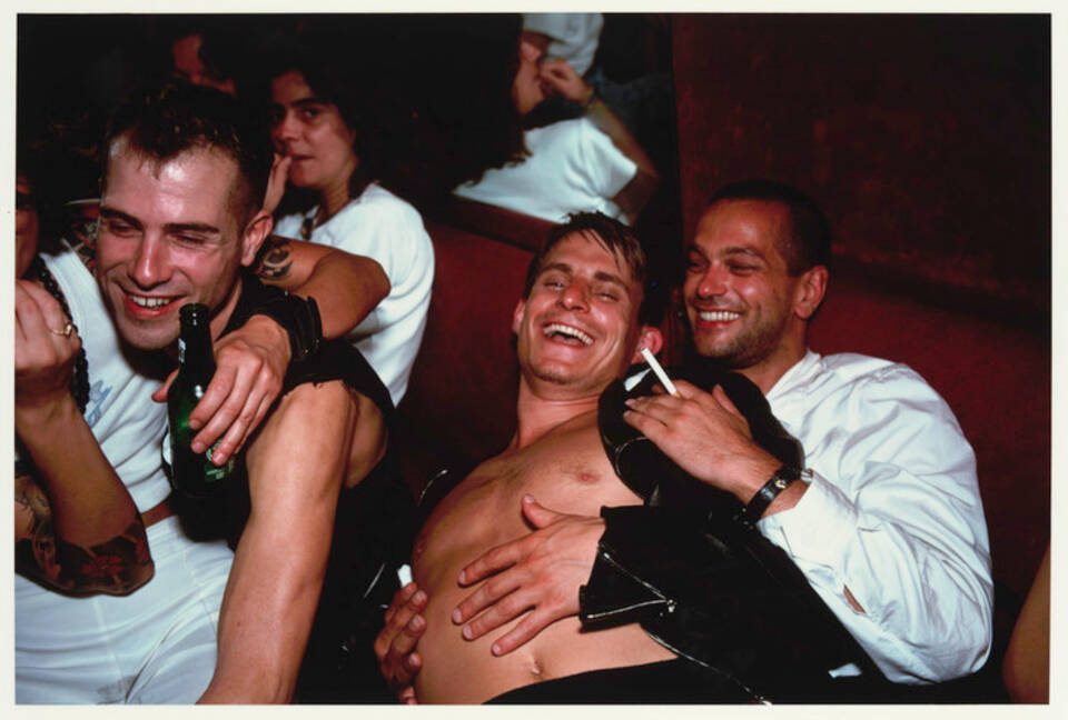 NAN GOLDIN, Clemens, Jens and Nicolas Laughing at Le Pulp, Paris, 1999
